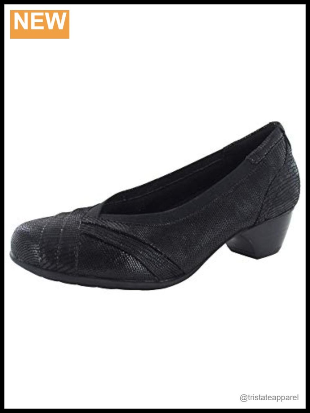 ARAVON Women's Patsy-ar Leather Comfort Pump Stacked Heel, Removable Memory